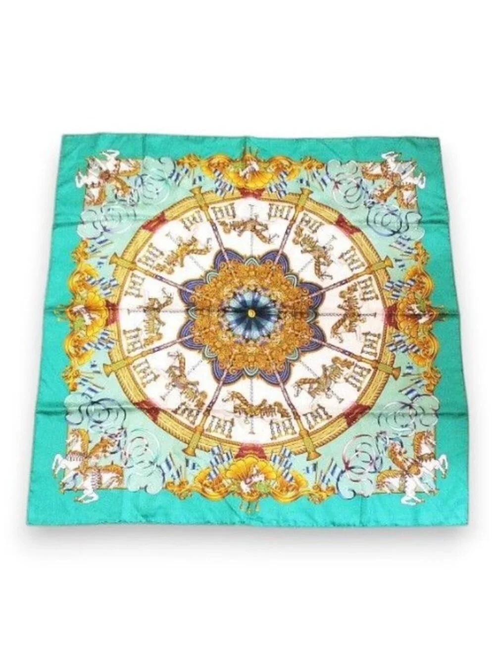 Hermes Carre 90 Luna Park Amusement Merry Go Round Silk Scarf
